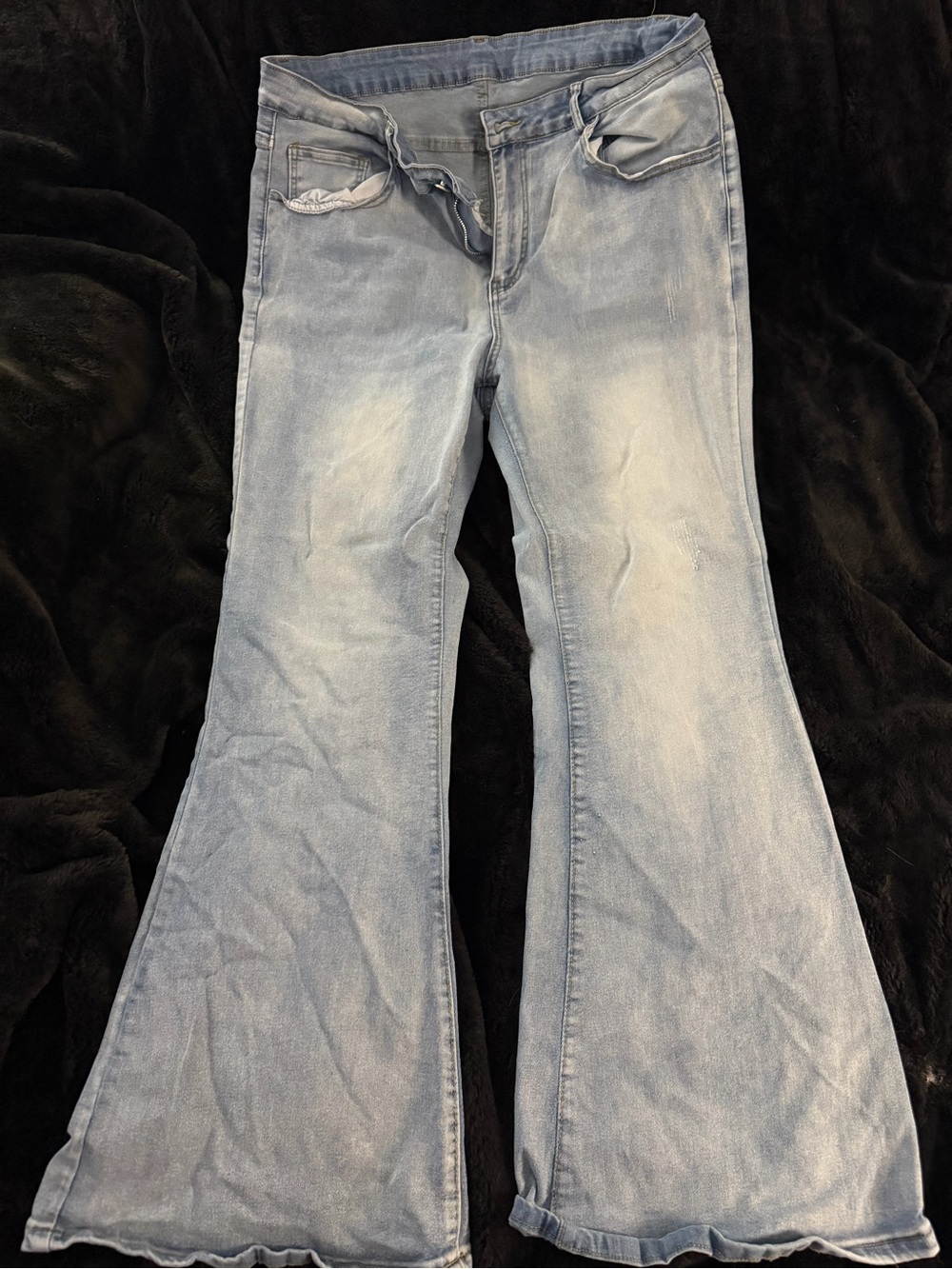 SHEIN Light Blue Flare Jeans - Washed Denim
